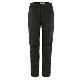 Fjallraven Womens Abisko Hike Zip-Off Trousers Reg Leg Black womens pants flash sale