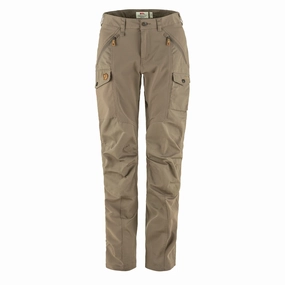 Fjallraven Womens Nikka Curved Trousers Suede Brown womens pants flash sale