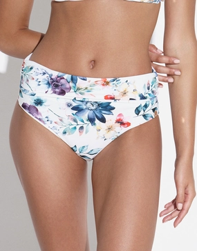 Fleur Chara Bikini Pant - White Floral Swim Womens - beachwear discount