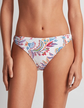 Fleurette Twist Side Tab Hipster Bikini Pant - White Floral Swim Womens free shipping