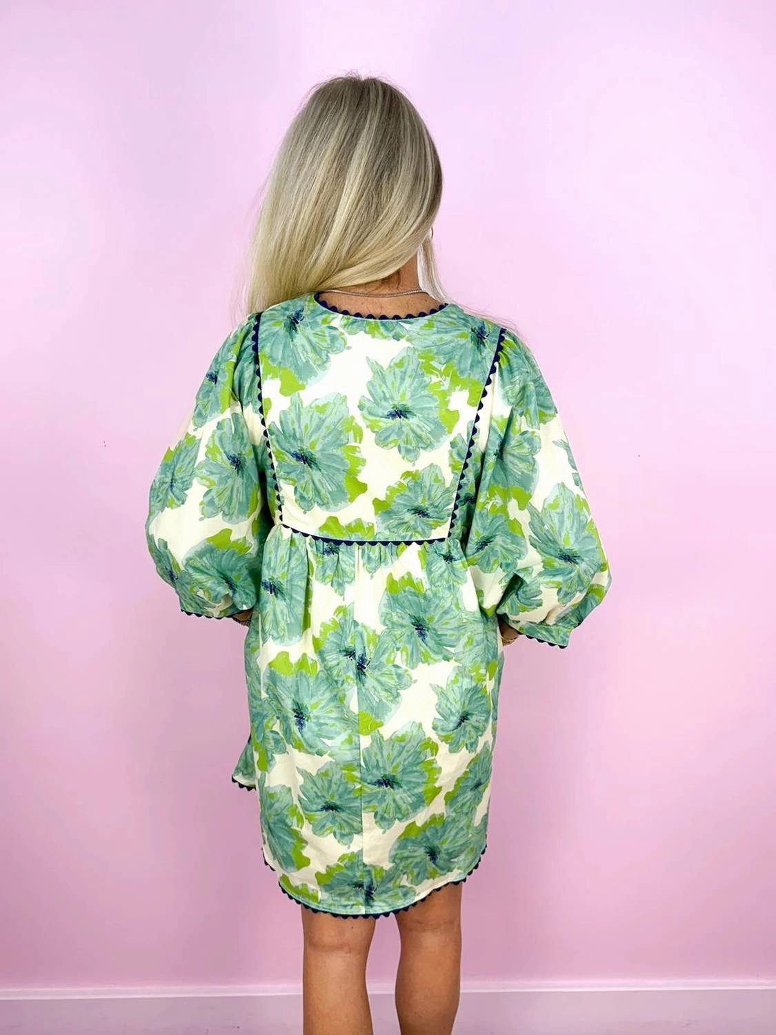 Floral Babydoll Dress In Mint