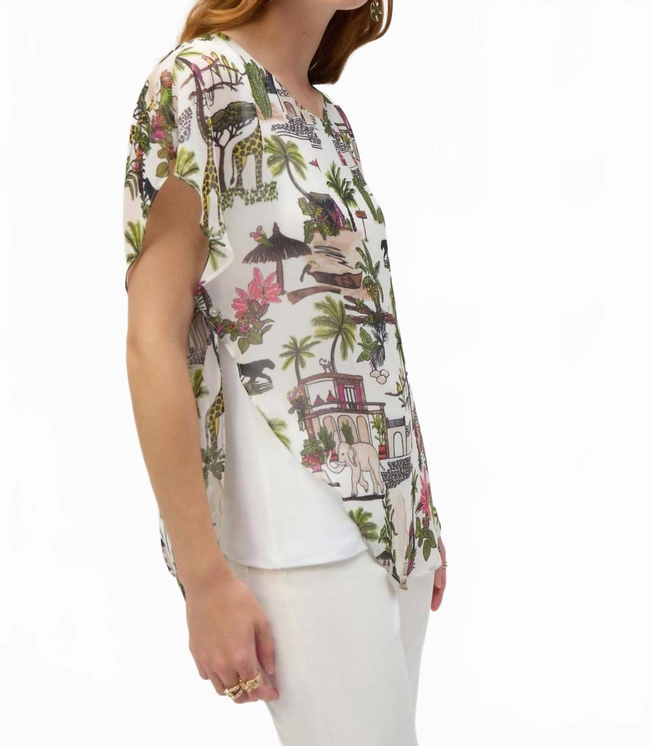Floral Print Casual Pullover In Vanilla/multi