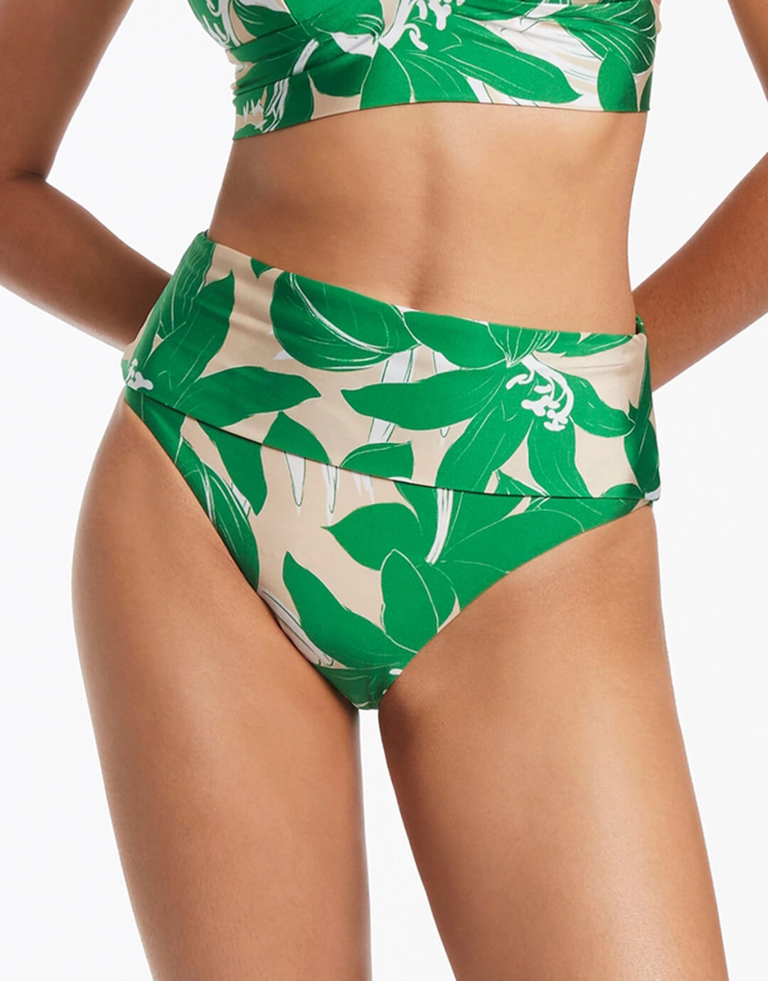 Floreale Fold Down Bikini Pant - Green Swim Womens - one-pieces cheap
