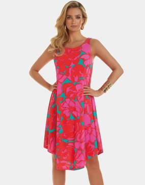 Floreale Sleeveless Midi Dress - Pink Roidal - Roidal activewear best price