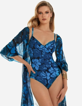 Floreale Underwired Wrap Swimsuit - Blue Roidal - Roidal activewear best price