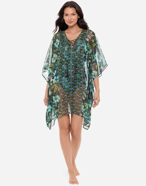Florica Kaftan - Black Multi Miraclesuit - Miraclesuit swimwear clearance