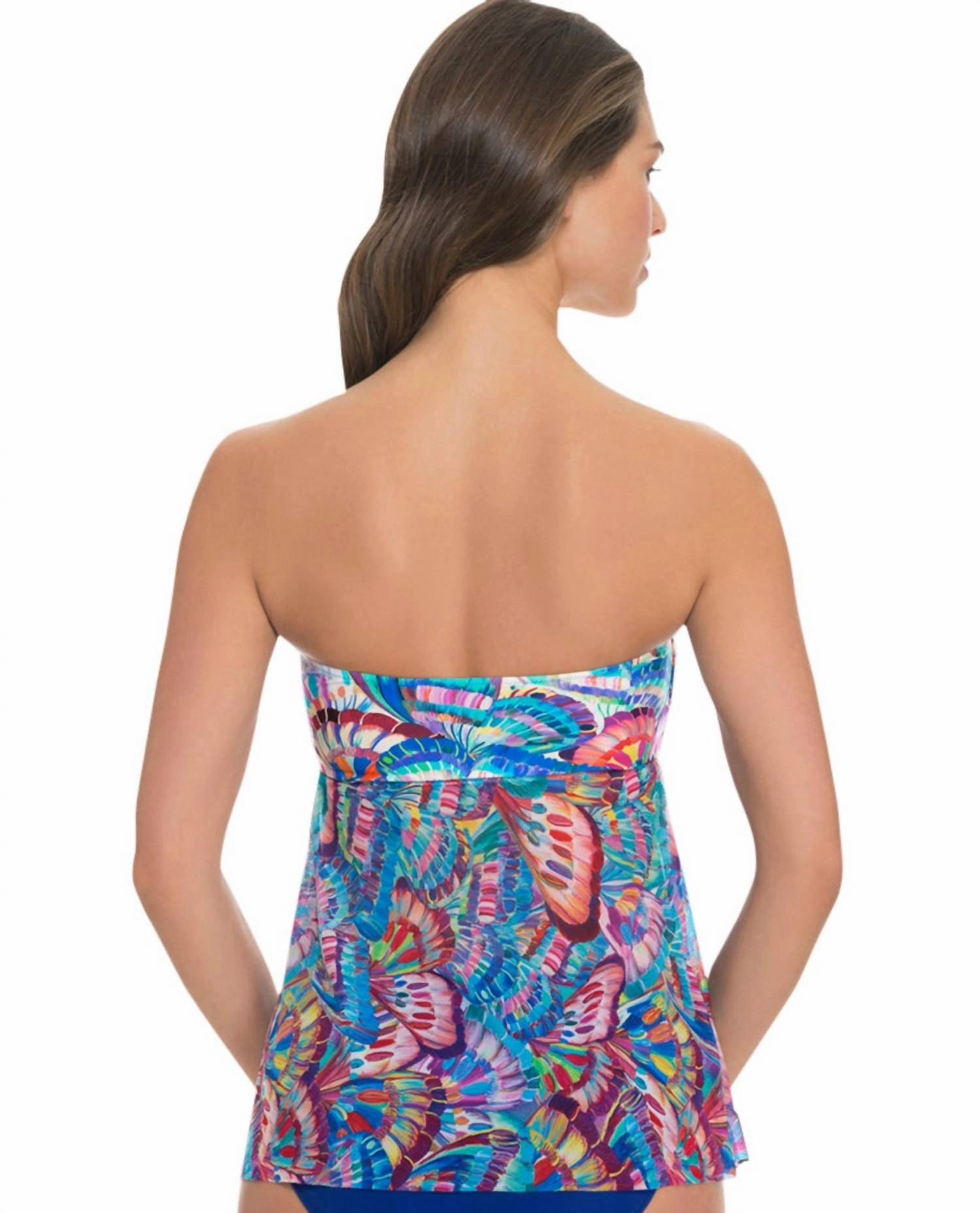 Fly Away Bandeau Tankini Top In Madame Butterfly