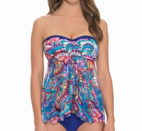 Fly Away Bandeau Tankini Top In Madame Butterfly Swim Womens - high-neck bikinis cheap