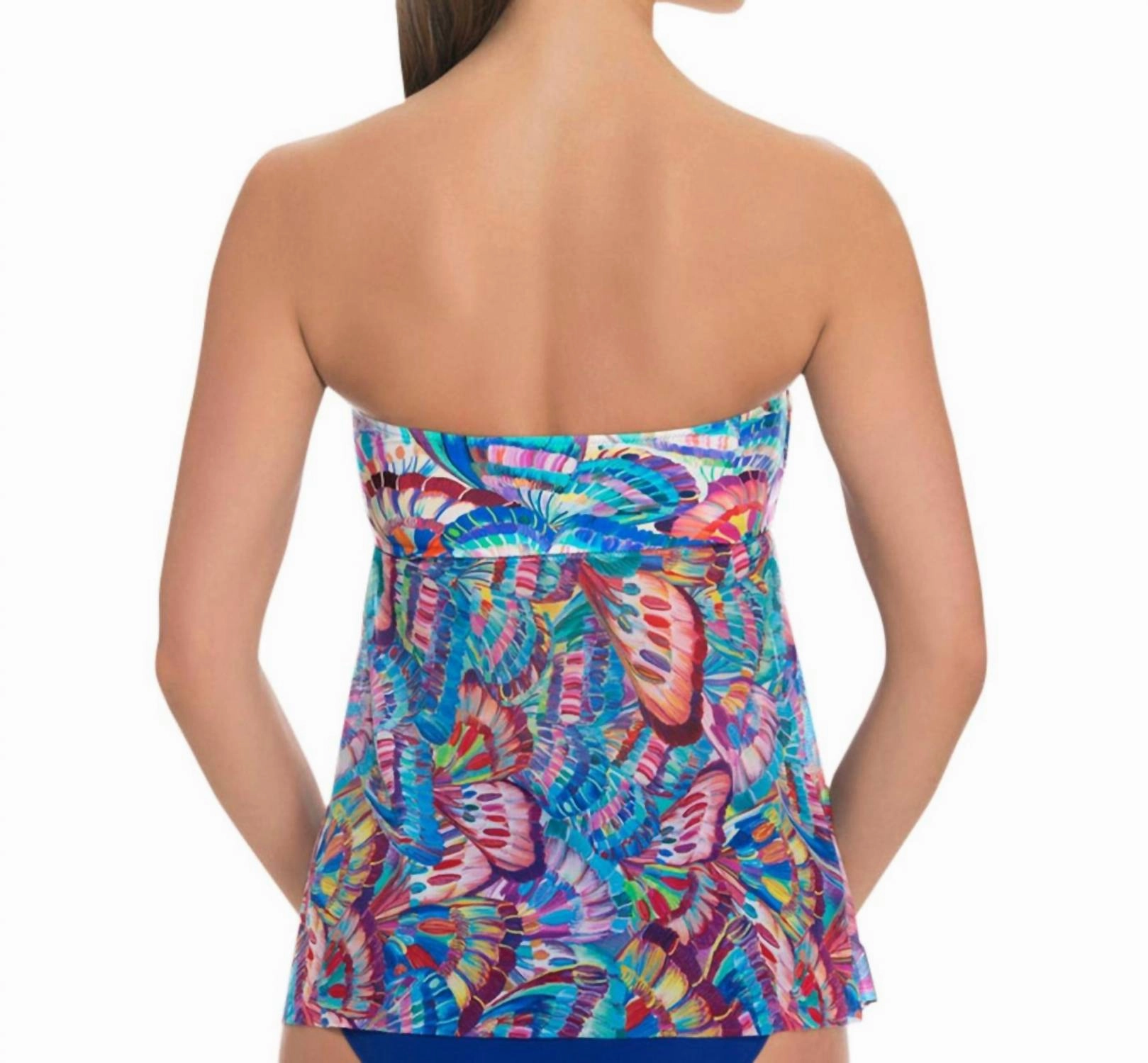 Fly Away Bandeau Tankini Top In Madame Butterfly