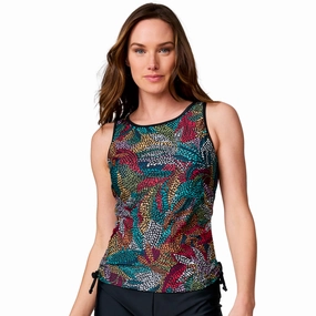 Free Country Women's Full Side Shirring Tankini Top Swim Womens - bandeau bikinis clearance