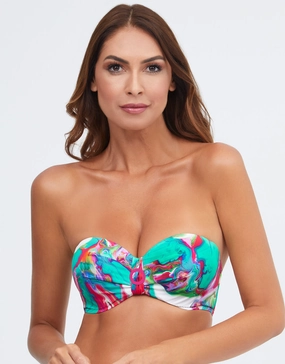 Frida Bandeau Bikini Top - Green Marble Swim Womens - one-pieces cheap
