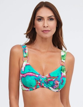 Frida Underwired Ring Bikini Top - Green Marble Nuria Ferrer - Nuria Ferrer fashion sale