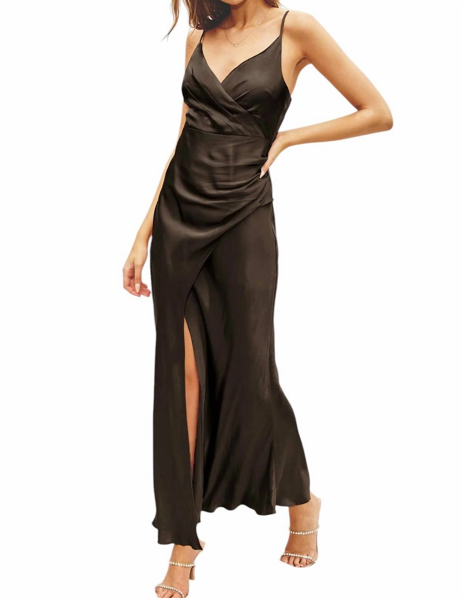 Front Slit Dress In Black