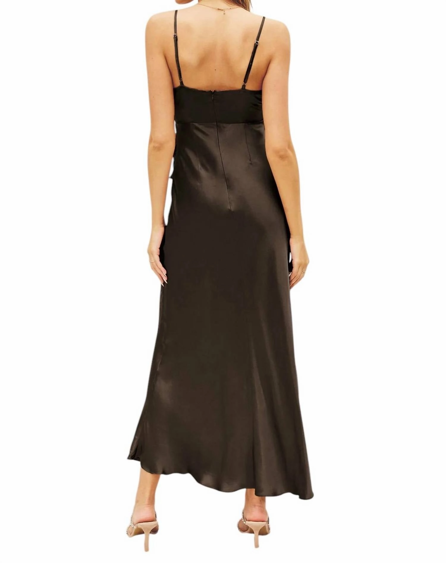 Front Slit Dress In Black
