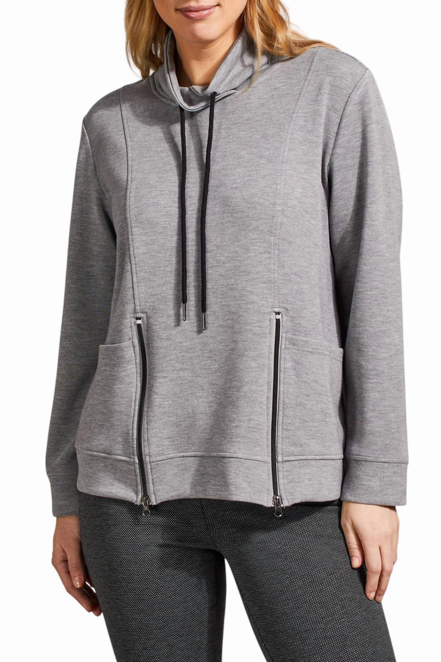 Funnel Neck Scuba Top In Grey
