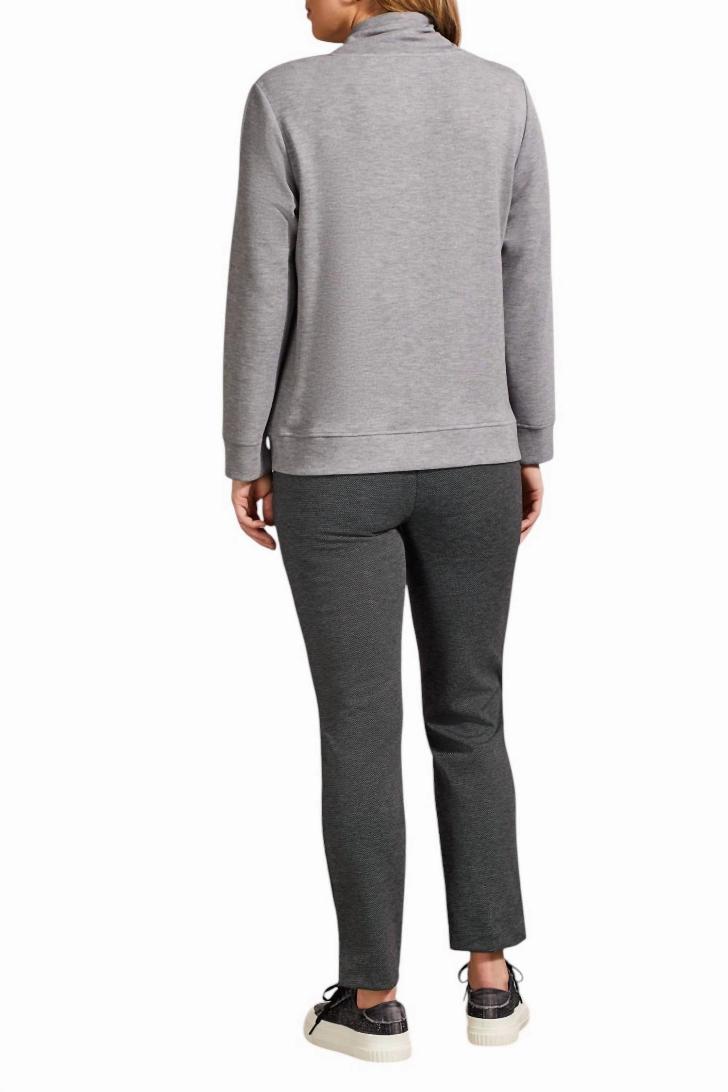 Funnel Neck Scuba Top In Grey