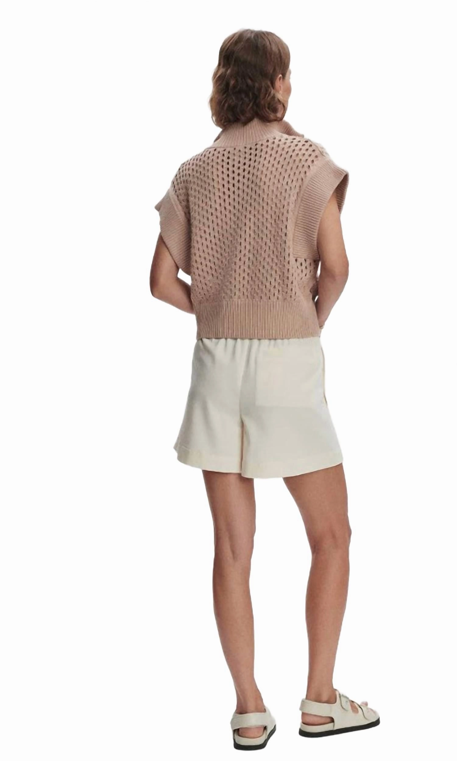 Gaines Half Zip Knit Top In Light Taupe