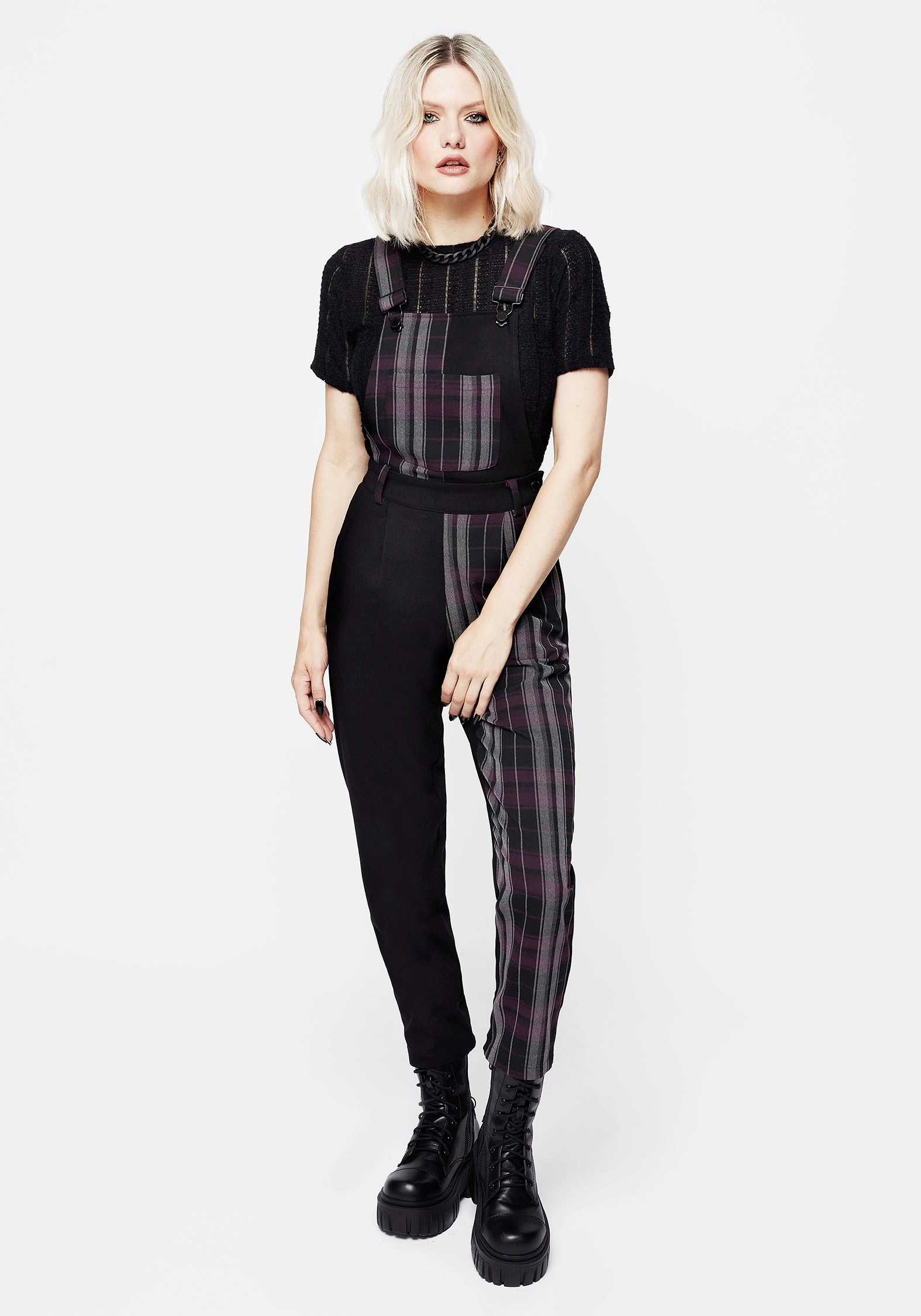 Gambit Spliced Check Dungarees Bottoms Womens - women's jeans sale