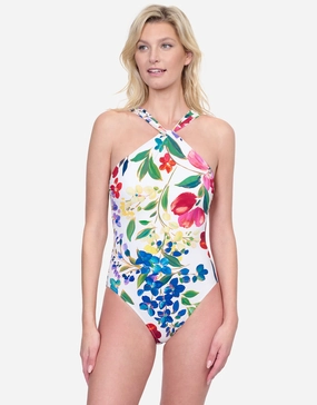 Garden Dream High Neck Swimsuit - Off White Gottex - Gottex swimsuits discount