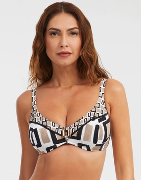 Geo Underwired Bikini Top - Black White and Gold Swim Womens - beachwear discount