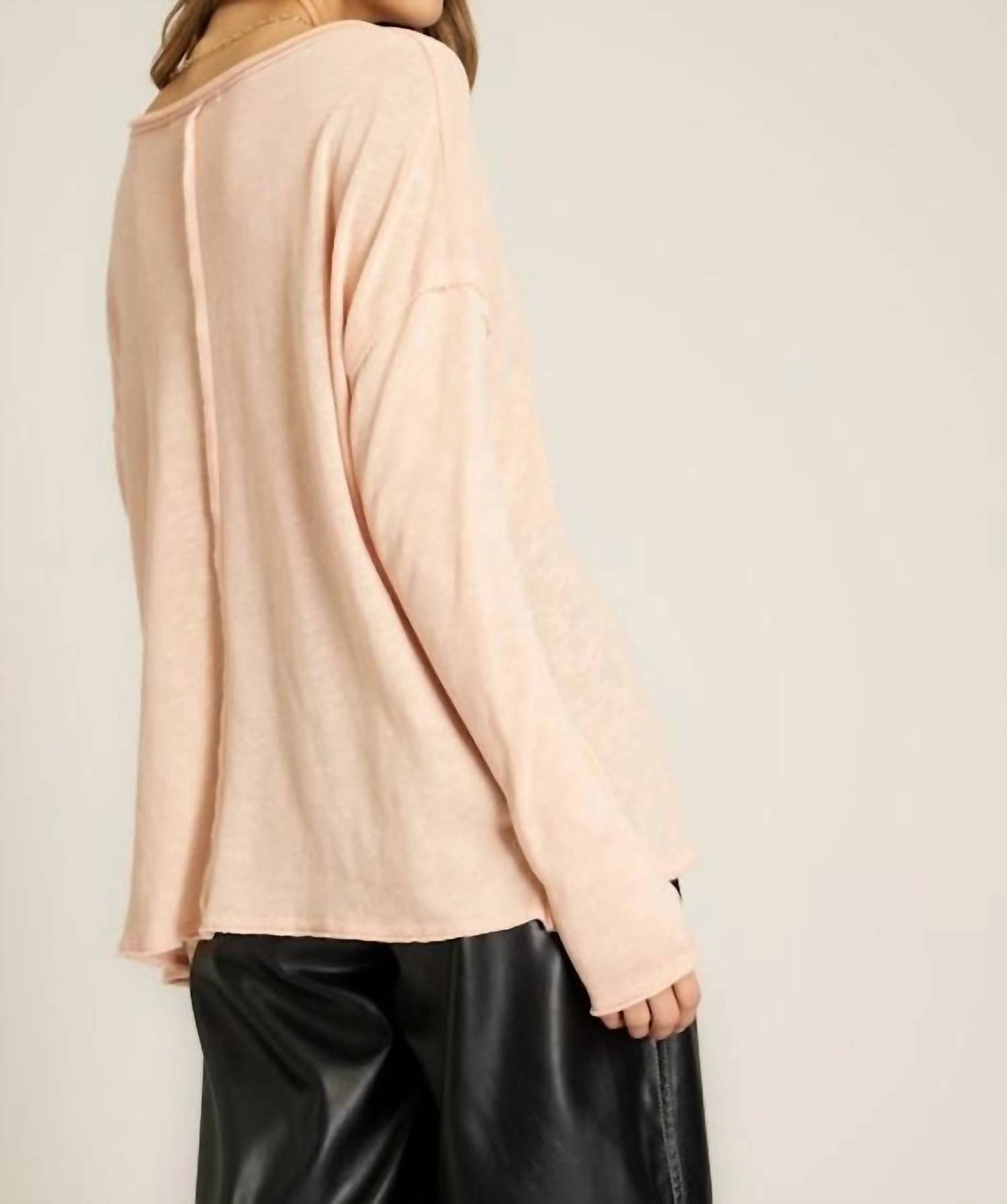 Get Up And Go Long Sleeve Tee In Mellow Rose