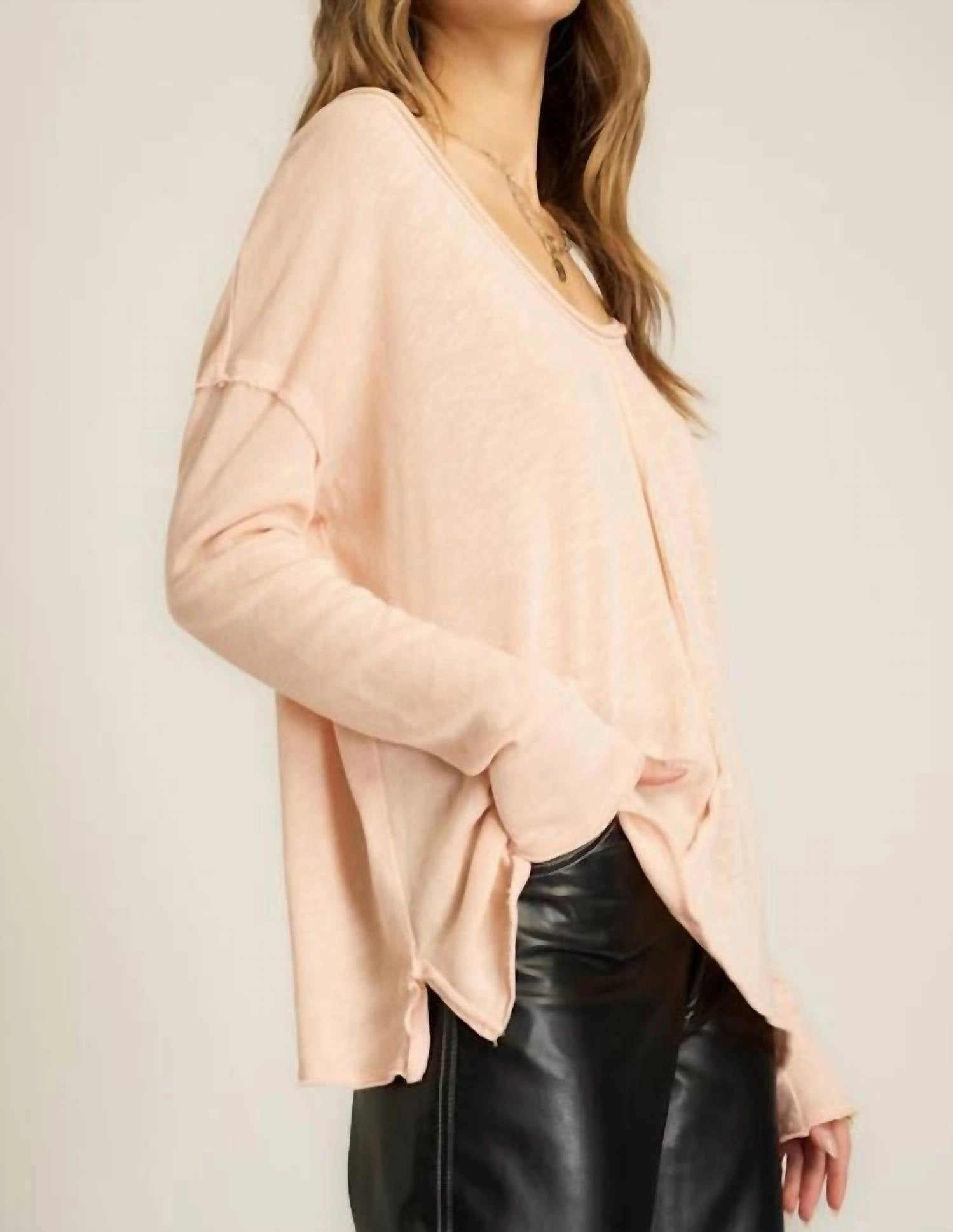 Get Up And Go Long Sleeve Tee In Mellow Rose