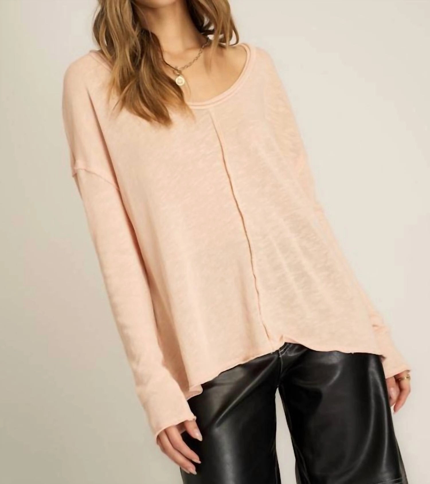 Get Up And Go Long Sleeve Tee In Mellow Rose
