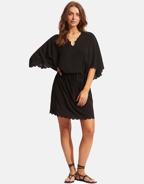 Gia Scallop Kaftan - Black Seafolly - Seafolly bikinis sale