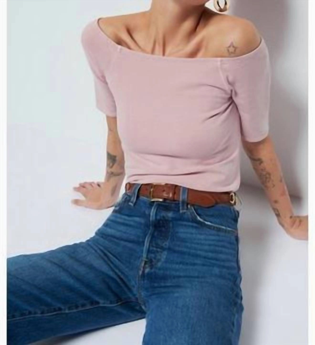 Giana Off The Shoulder Top In Violet Ice