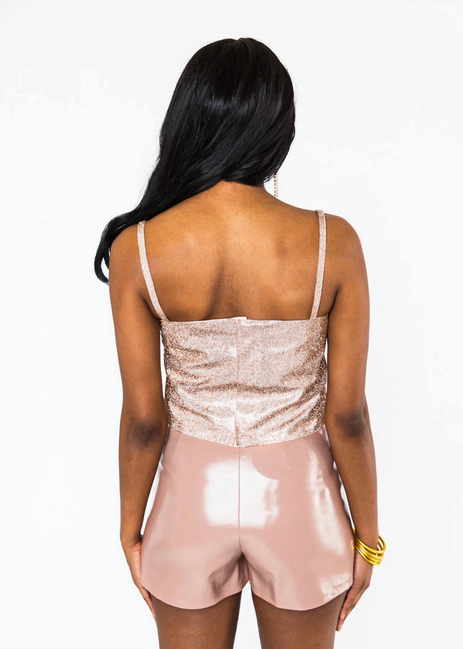 Girly Girl Rhinestone Crop Top In Rose Gold