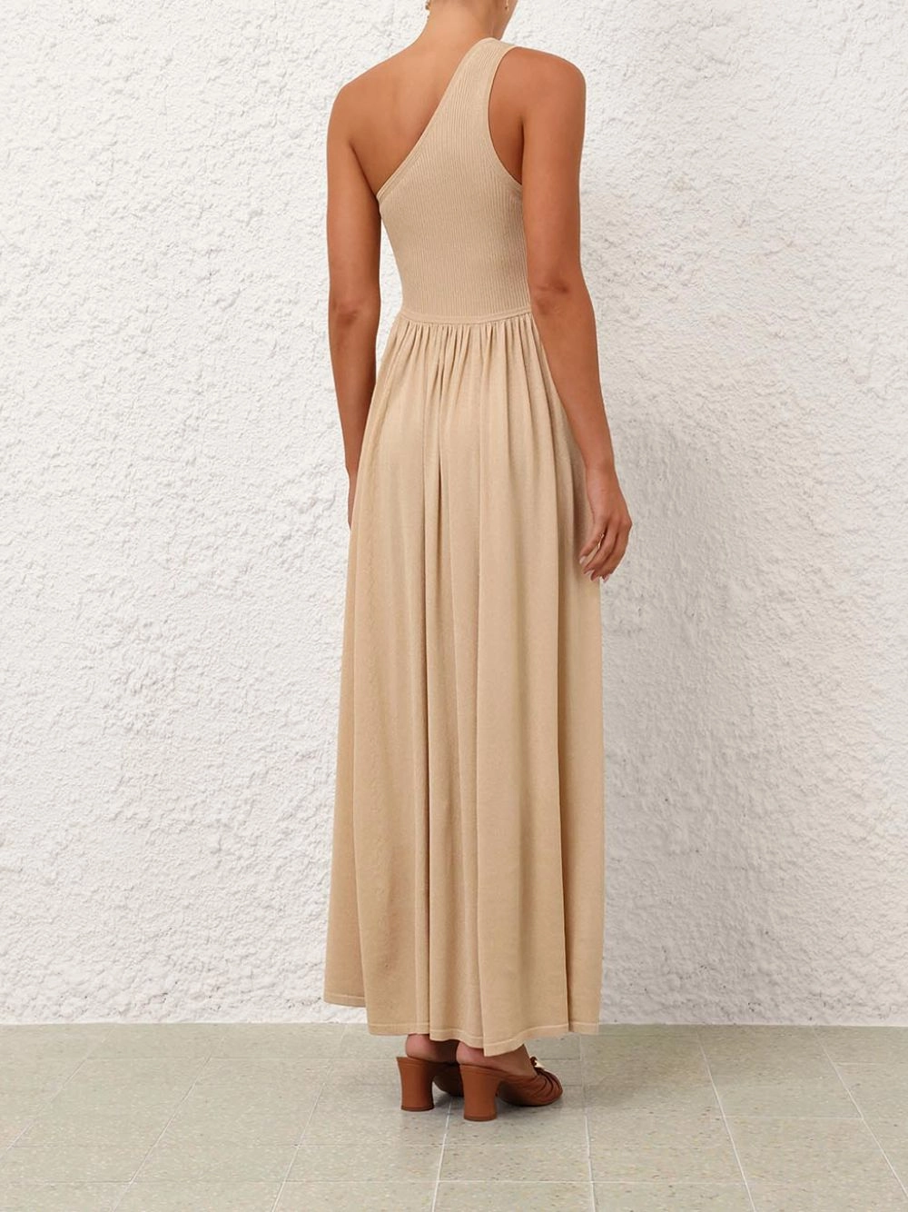 Gold Crush Metallic Asymmetric Maxi Dress
