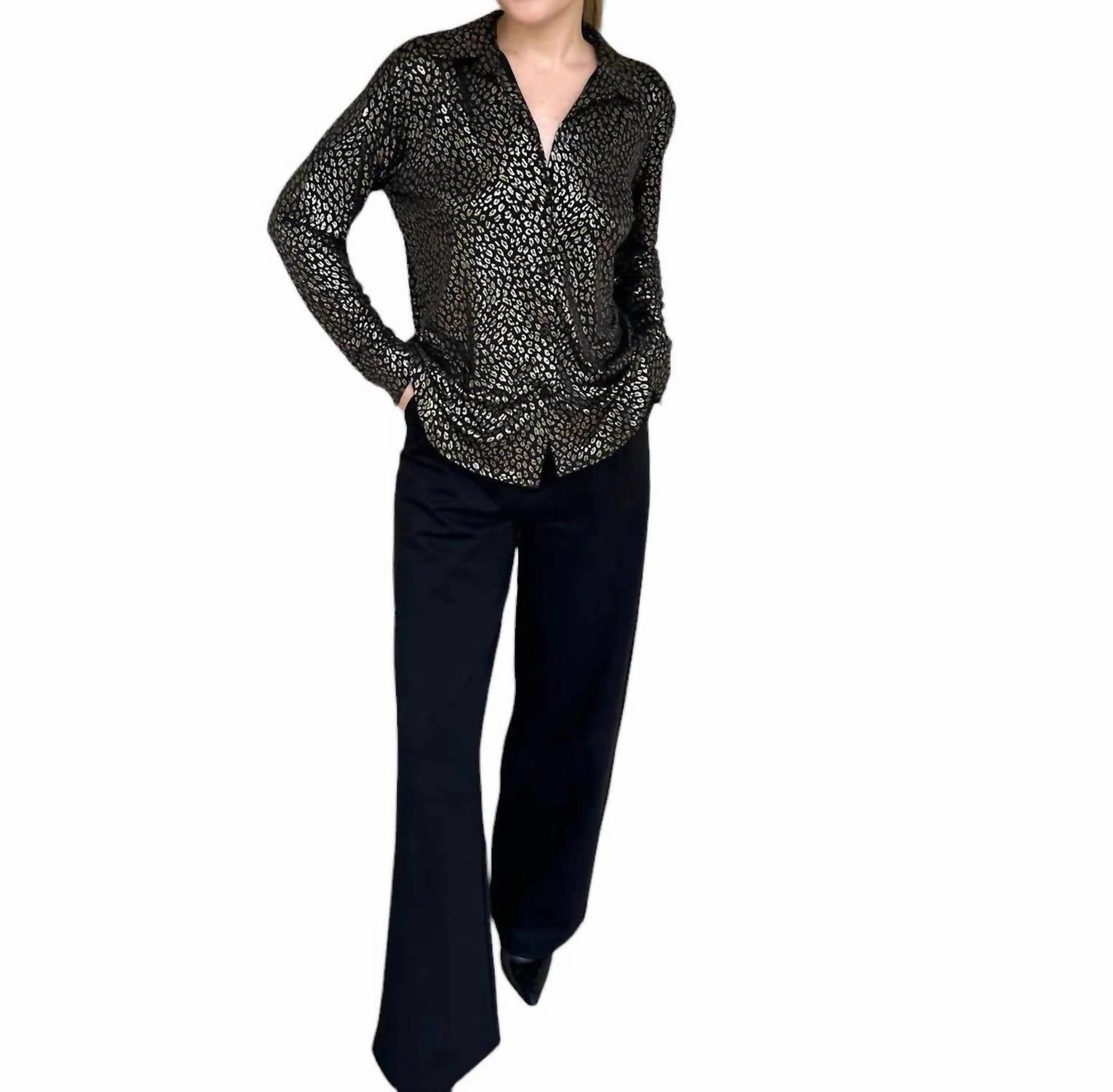 Gold Digger Lurex Shirt In Black