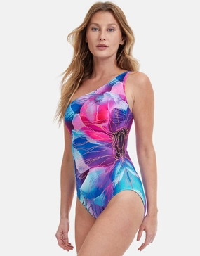 Golden Blossom One Shoulder Swimsuit - Multi Gottex - Gottex swimsuits discount