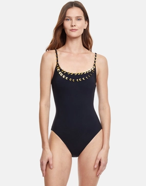 Golden Touch Round Neck Swimsuit - Black Gottex - Gottex swimsuits discount