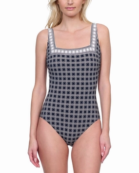 Gottex Square Neck One-Piece Swim Womens - shirred swimwear