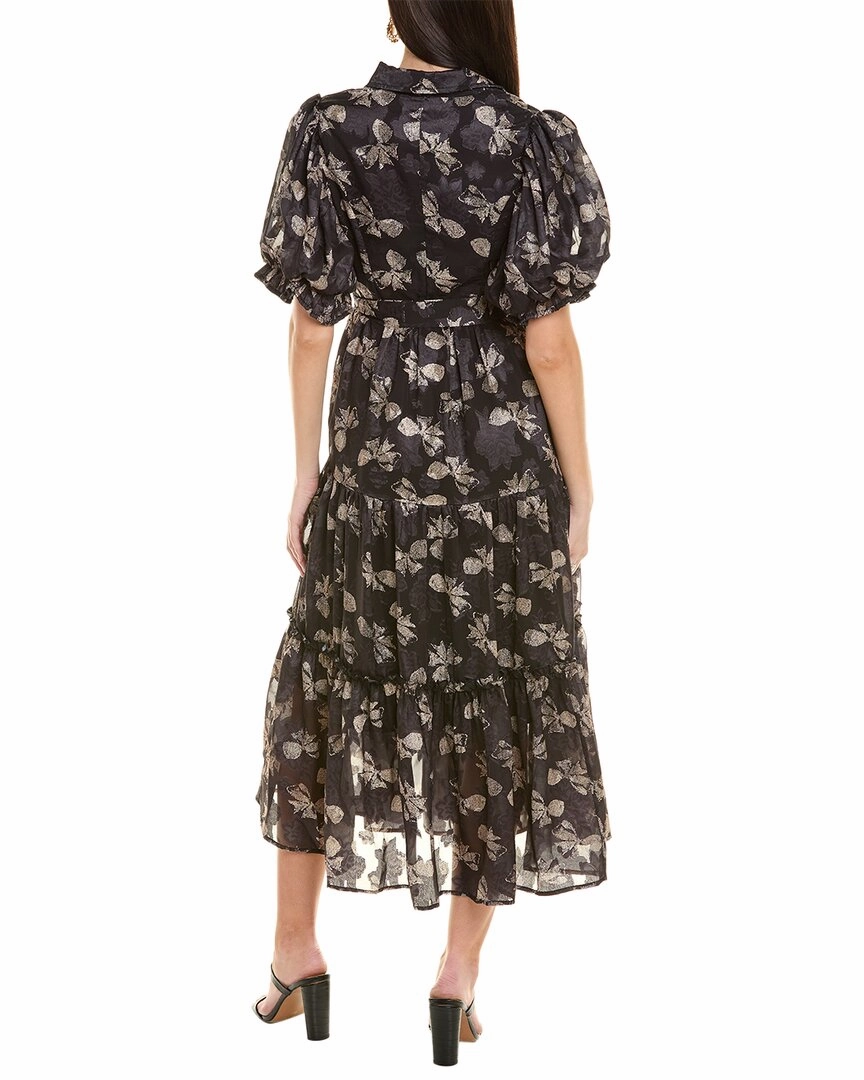Gracia Bow Flower Printing Gathered Shirtdress