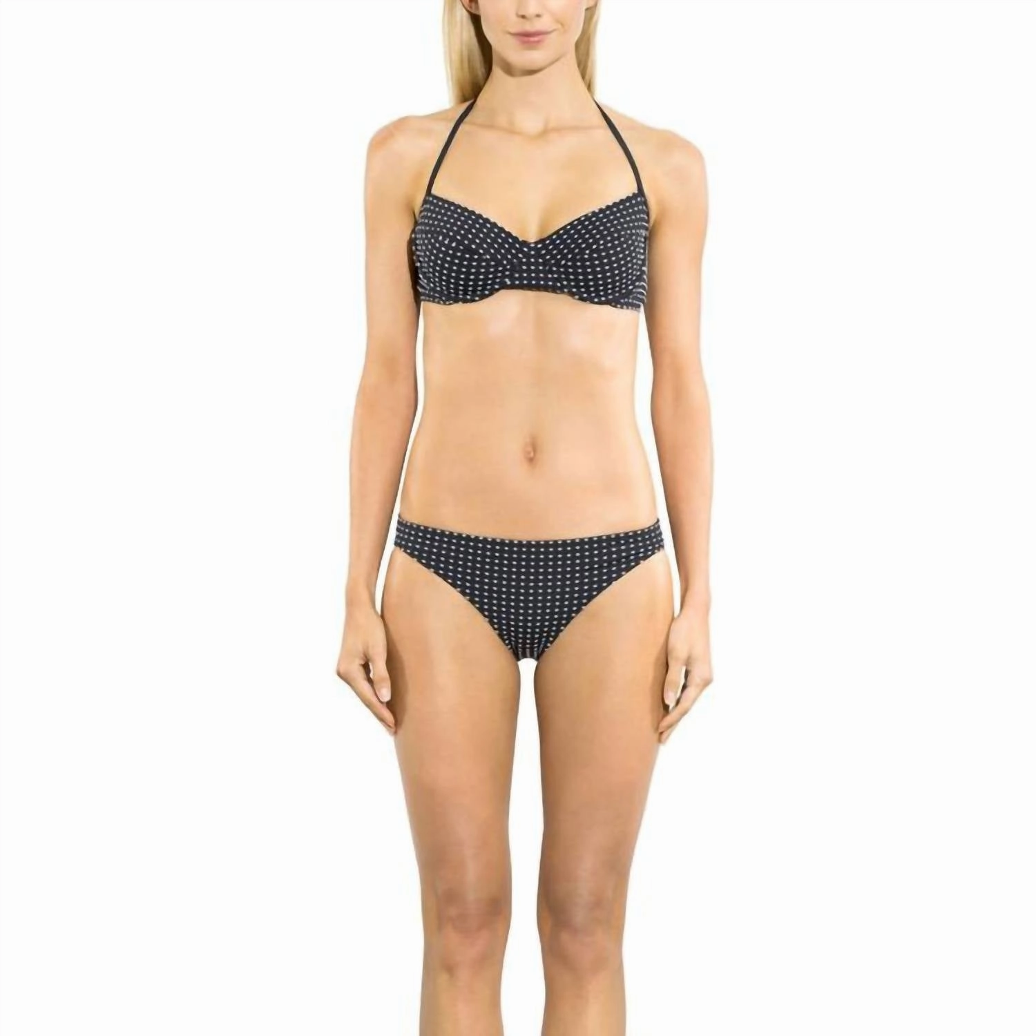 Graphic 2 Tone Bra Bikini Top In Jet/white
