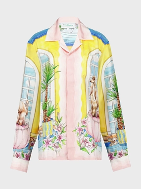 Graphic-Print Silk Shirt womens bodysuits promo