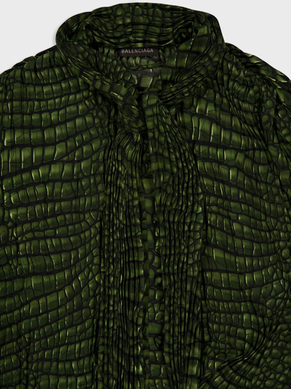 Green Double Sleeve Pleated Dress