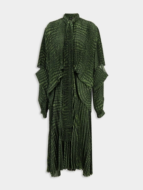 Green Double Sleeve Pleated Dress cocktail dresses cheap