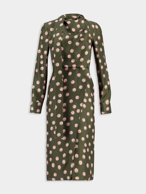 Green Printed Silk Dress cocktail dresses cheap