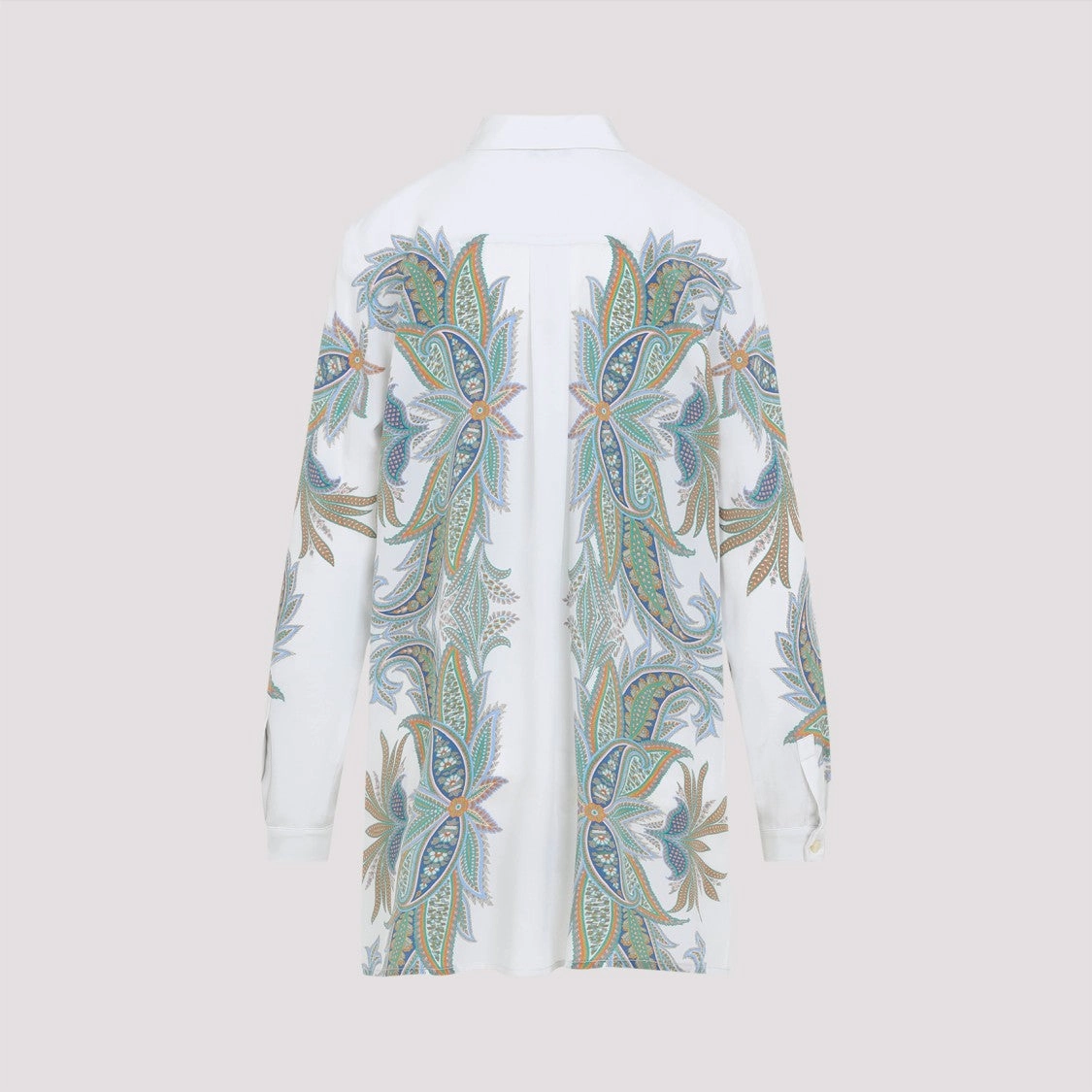 Grey And Blue Printed Silk Shirt