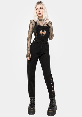 Griffinfly Embroidered Distressed Denim Dungarees Bottoms Womens - women's jeans sale