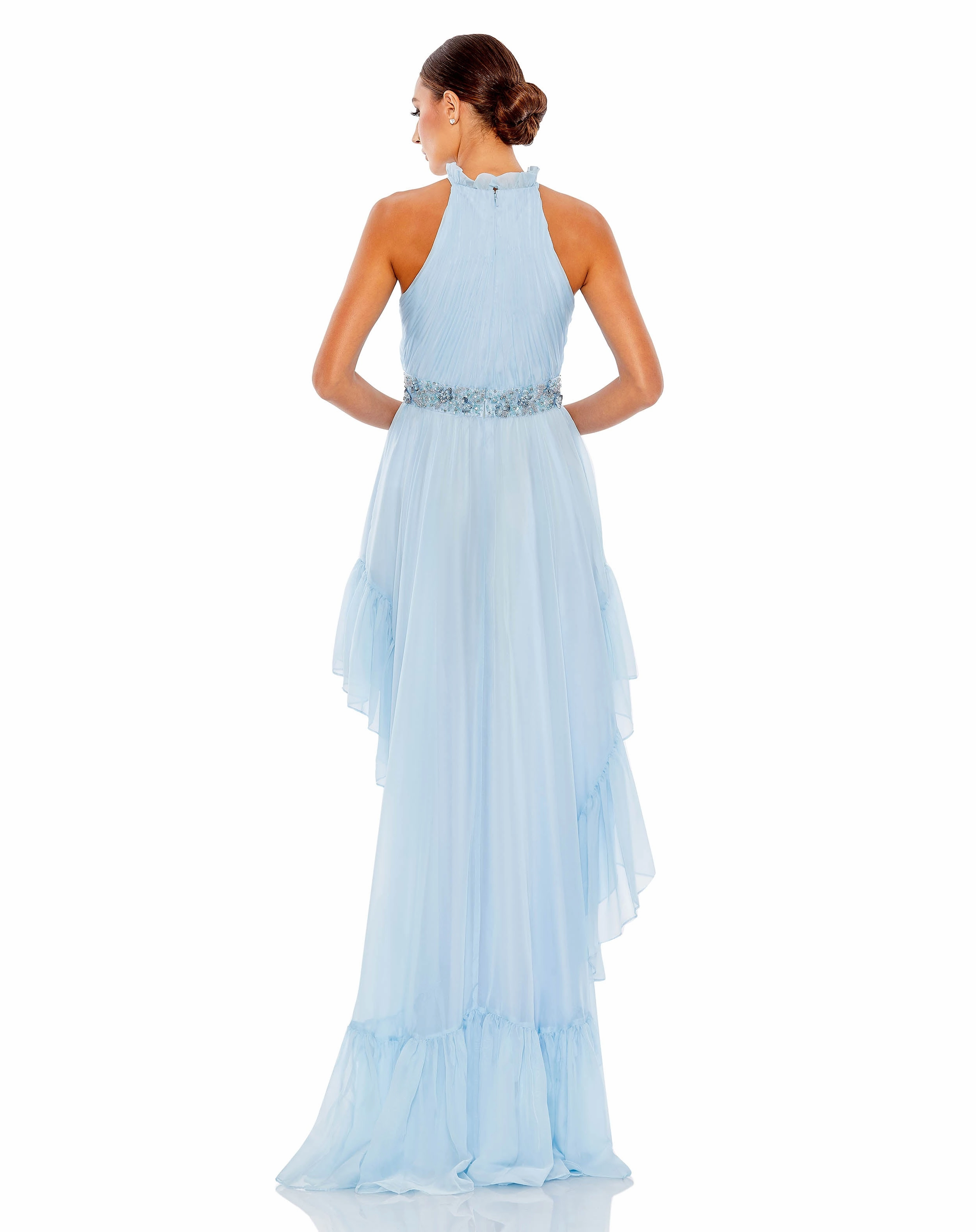 Halter Neck High Low Flowy Gown
