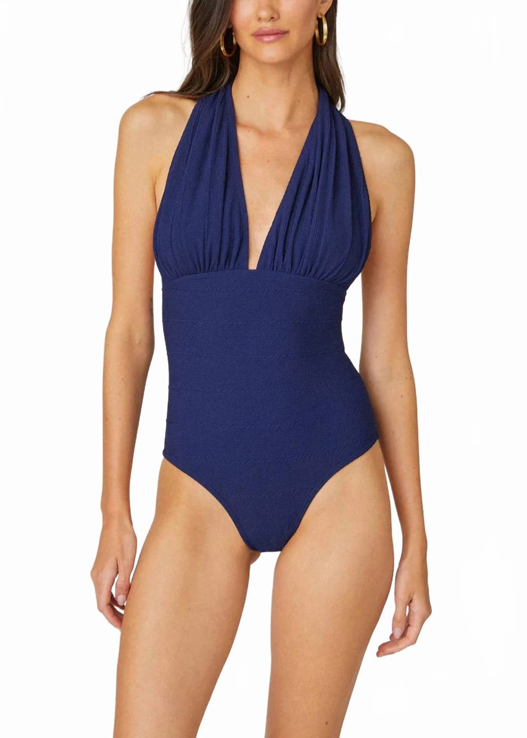 Halter One Piece Swimsuit In Navy Swim Womens - shirred swimwear