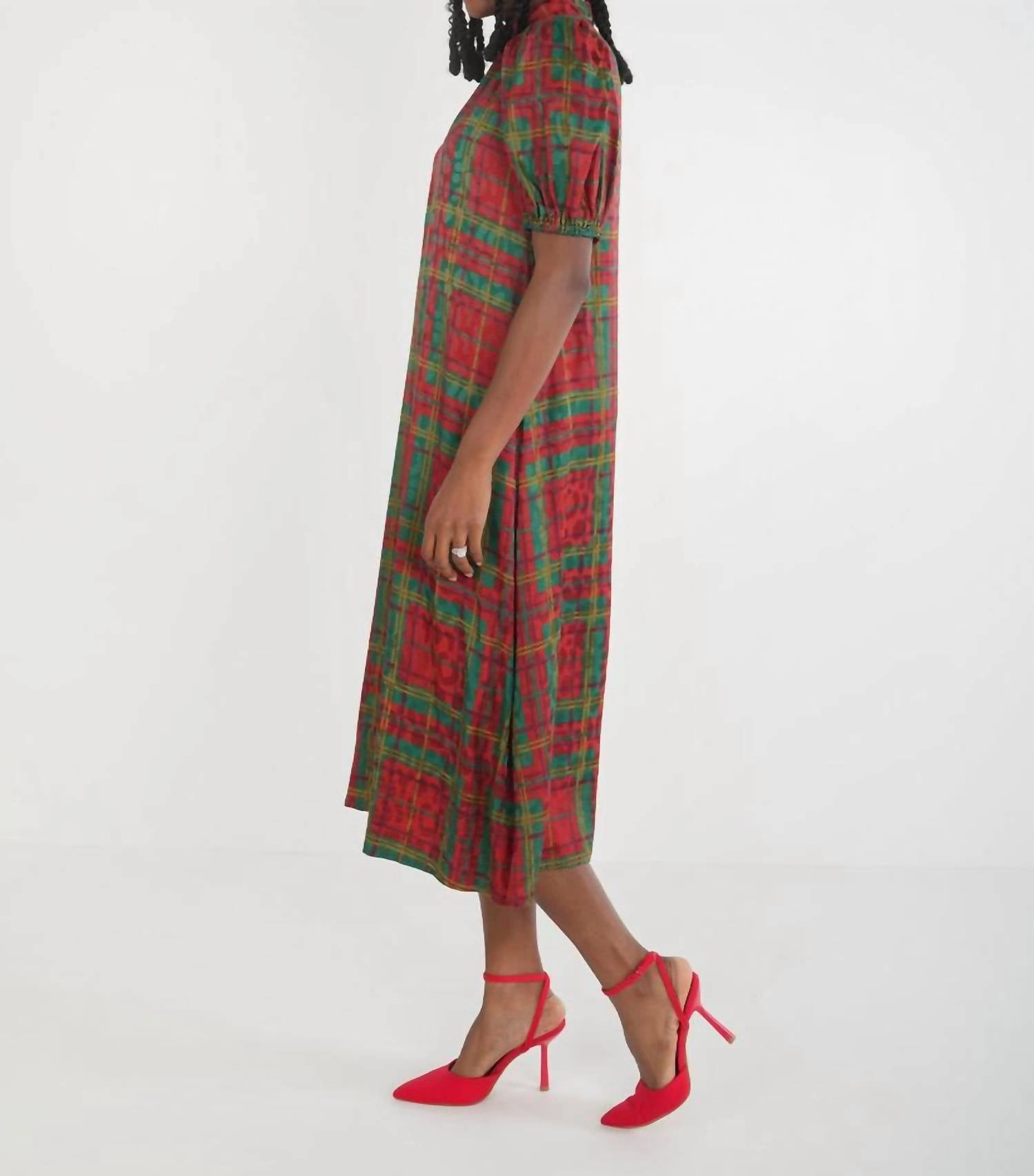 Hampton Midi Dress In Tartan Cheetah