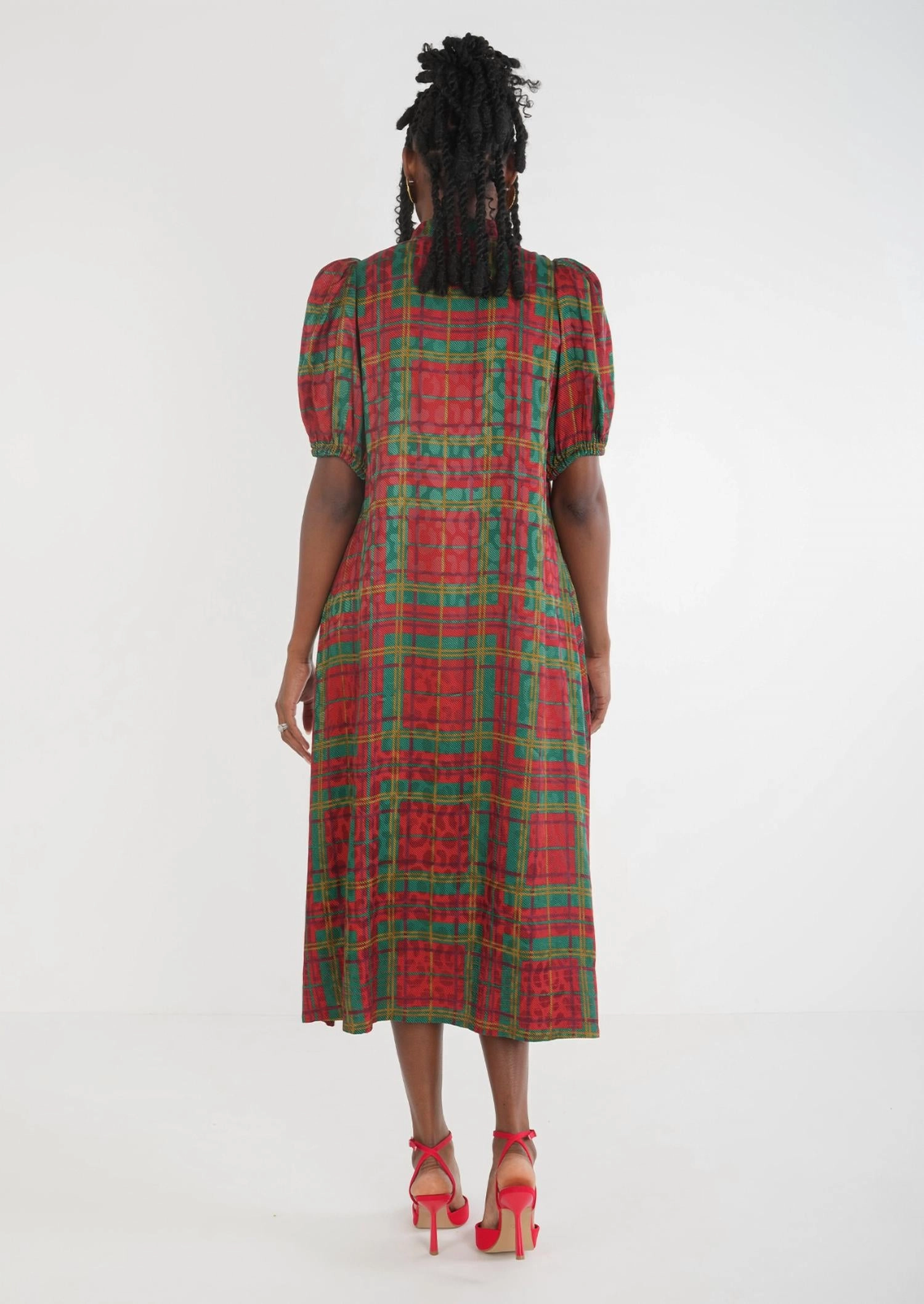 Hampton Midi Dress In Tartan Cheetah