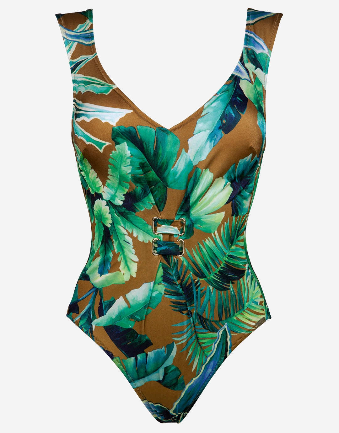 Havana Wide Shoulder One Piece - Tobacco Tropics Maryan Mehlhorn - Maryan Mehlhorn dresses