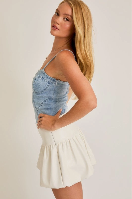 Having a Denim Good Time Bustier Bodysuit