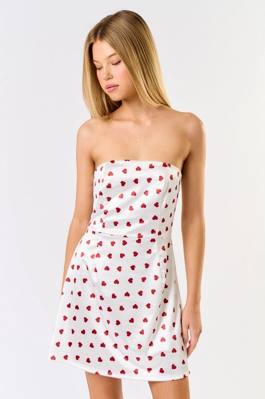Heart Satin Mini Dress
